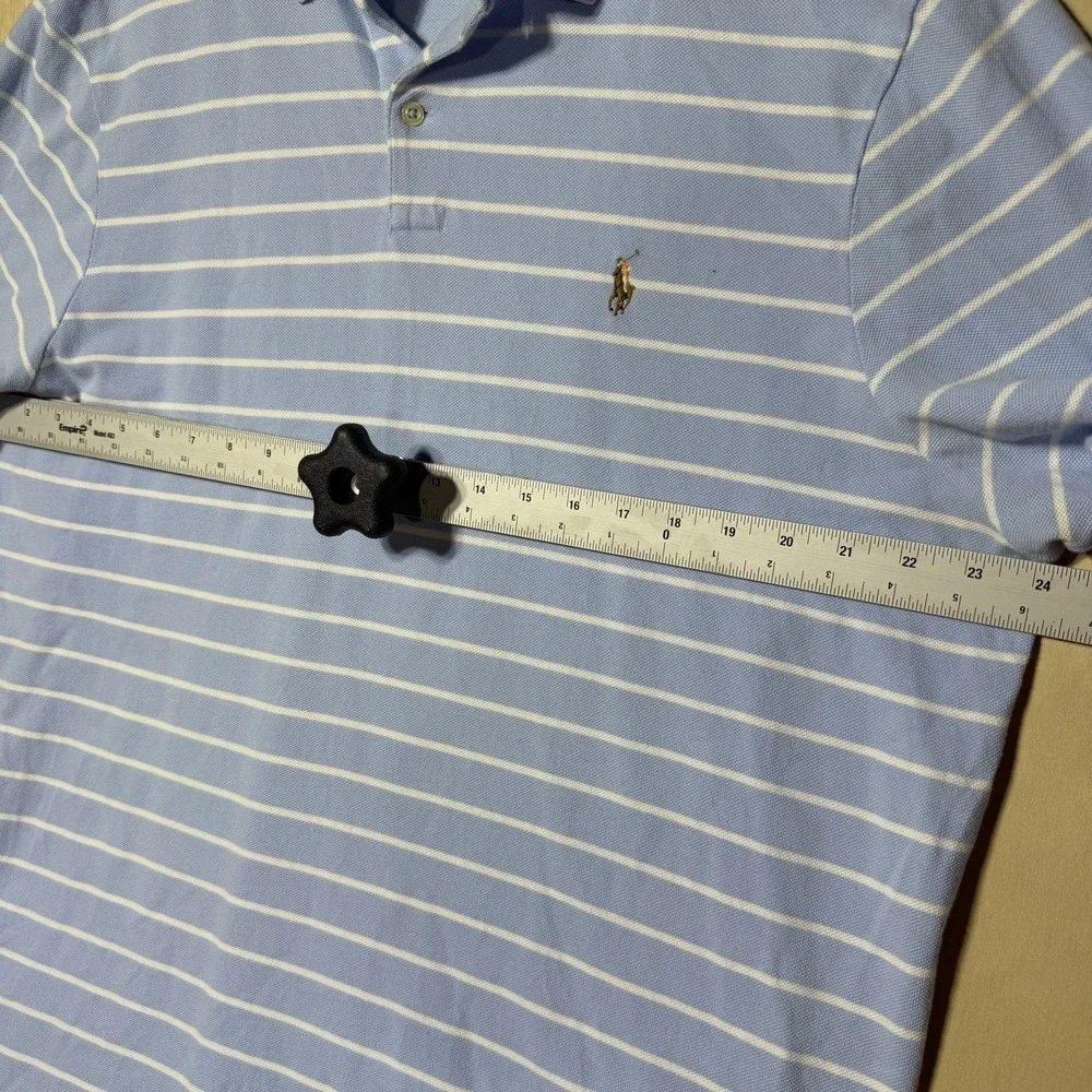 Polo Ralph Lauren Classic Fit Polo Shirt Mens XL Blue White Stripe Pony Golf
